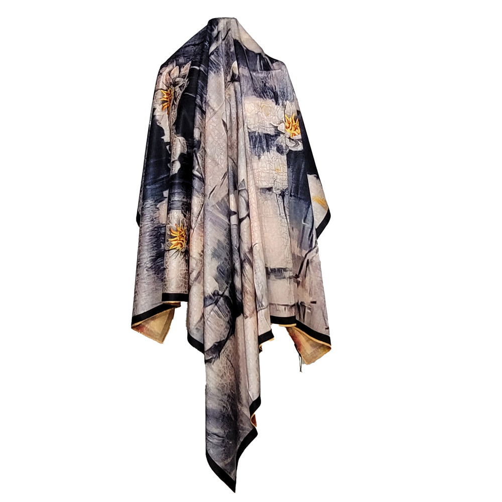 NWT Double Sided Silk Scarf 52"x52" Large Square Shawl Wrap XiangYunSha 3653 - Picture 3 of 8
